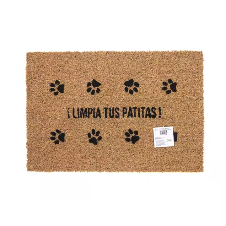 CM - Felpudo de Coco Natural con Base Antideslizante, Absorbente para la entrada de casa, Ideal para Puerta Exterior o Pasillo. Huellas, limpia tus patitas. 3 tamaños disponibles - 1