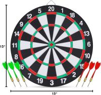 Juego de dardos, juego de dardos de doble cara de 15 pulgadas con 6 dardos de acero y plástico, artículos para adultos, bares, salas de juegos, salas de billar, deportes de ocio familiares - details 3