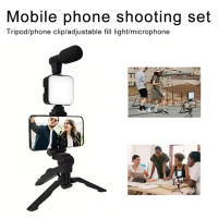 Kit De Vlog Para Smartphone Con Trípode Soporte Microfono Mini Luz De Rellenado LED Para TikTok Transmisiones En Vivo YouTube - details 12