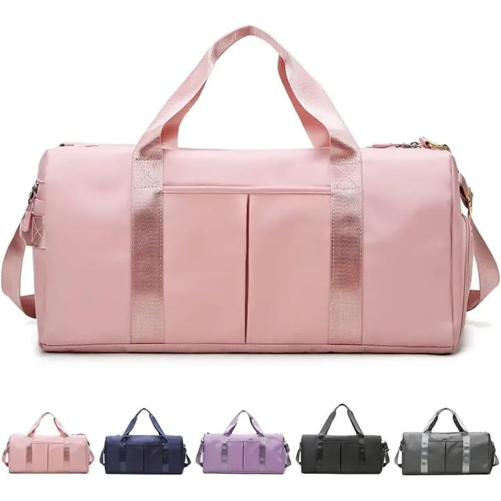 Bolsa de Gimnasio Deportiva with Bolso Húmedo y Compartment para Zapatos - Impermeable, Seca y Húmeda - Bolsa Helbres Mujeres y de Viaje-Rosa-41cm X 21cm X 23cm - 1