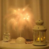 Lámpara De Mesa LED Con Diseño De Plumas Para Niños - Portátil Y Ideal Para Decoración De Dormitorio Tamaño 1PC Fuente De Alimentación Batería - details 0