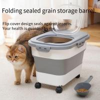 Contenedor De Almacenamiento Para Alimentos Para Perros Y Gatos Colapsable 13/33LB Caja De Alimentos Para Gatos Con Tapa Airtight Para Cocina Granos Y Arroz - details 7