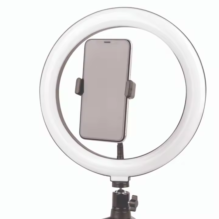 Trípode Jocca con anillo de luz LED para fotografía y video profesional gracias a los 10 niveles de intensidad, los 3 tonos de luz diferentes, la rotación de 360 grados y a que funciona por cable USB con mando - 1