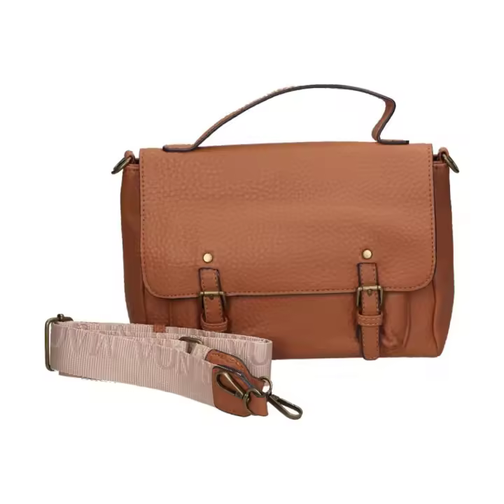 SARA BAGS | Bolso con Asa Sara Bags para Mujer – Bolso Mediano en Color Marrón – Bolso con Cremallera y Corchete – Bandolera Ajustable – Varios Compartimentos – Versátil – Modelo SCZQ2500020899 - 1