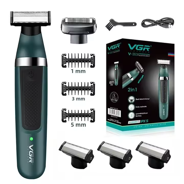 VGR Razor Máquina De Afeitar Eléctrica Profesional Para Hombres Impermeable Con Trimmer De Barba 2 En 1 Recargable V-393 - 1