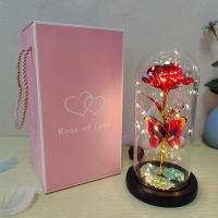 Lámpara De Rosas Artificiales Con LED Colores Y Mariposa En Vidrio Regalo Para Mujeres Luz De Galaxia Rosa Artificial Con Mariposa Y LED Colorido - details 16