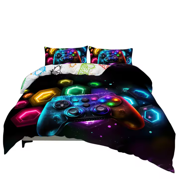 Juego De Colchón Y Fundas Para Cama 3PC Fragmento Espacial Funda De Edredón Y 2 Fundas De Almohada 100% Poliéster Amigable Con La Piel Materiales Suaves Para Hogar - 1