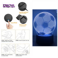 Lámpara De Noche LED 3D De Fútbol Ilusión Infantil Bola De Fútbol Táctil Decoración Para Habitación De Niños Regalo Luz De Mesa - details 13