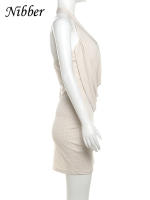 Vestido Mini De Mujer NIBBER En Color Sólido Con Escote En V Y Sin Mangas Vestido Sexy De Fiesta Para Jóvenes Ropa De Calle - details 4