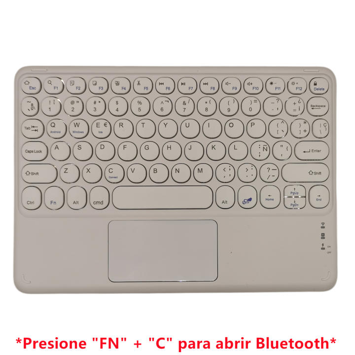 BIT Teclado Español inalámbrico con Bluetooth, Touchpad para iPad Pro Air, Xiaomi, Huawei, Samsung, Lenovo, Android, Windows, Tablet