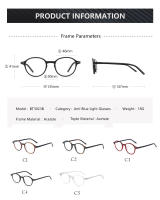 Gafas De Computadora Unisex Ultraligera De Acrílico Bloqueo De Luz Azul Estilo Óptico Moda Pantalla Circular Polímero De Carbono - details 8