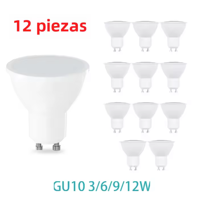 12PCS Bombilla LED GU10 AC220V 3W 6W 9W 12W Ángulo De Haz De 120 Grados Para Iluminación De Hogar Y Oficina Lámpara De Decoración - 1