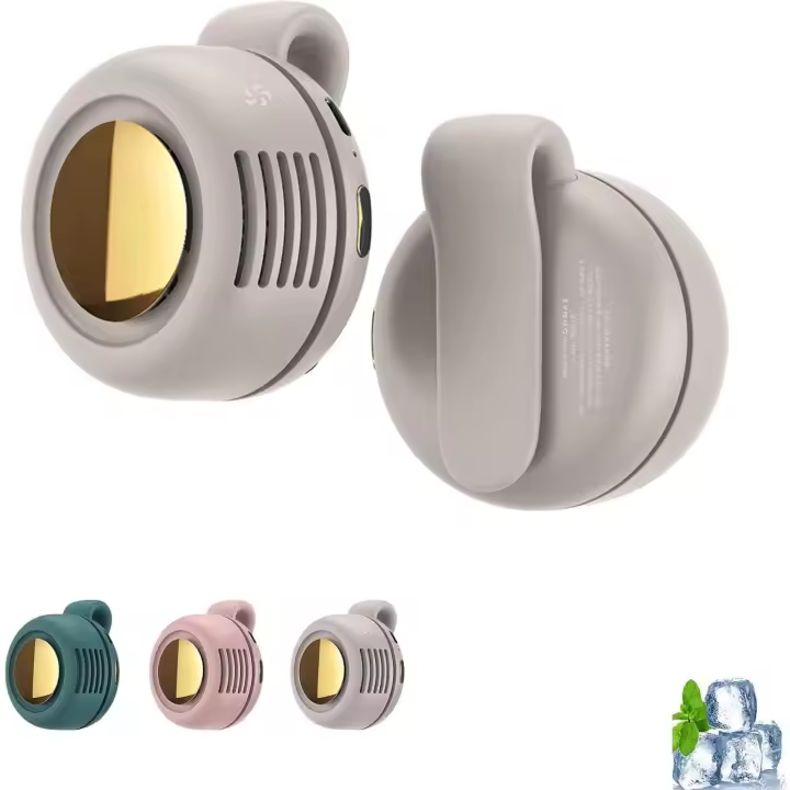 Mini ventilador eléctrico portátil y silencioso sin aspas, 2 en 1, con clip para la cintura y 3 velocidades, ideal para exteriores, oficina, gimnasio y viajes, ligero y ultrasilencioso (blanco) - 1