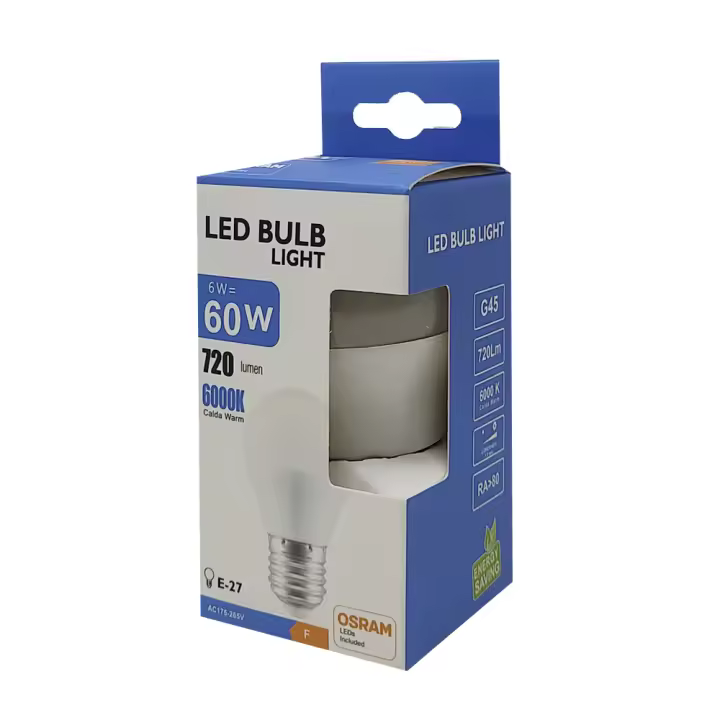 FACTORLED BOMBILLAS LED 6W OSRAM E27 G45, PACK 10 UNIDADES, 720 LM GRAN LUMINOSIDAD, LUZ BLANCA 2700K - 4000K- 6000K - 1