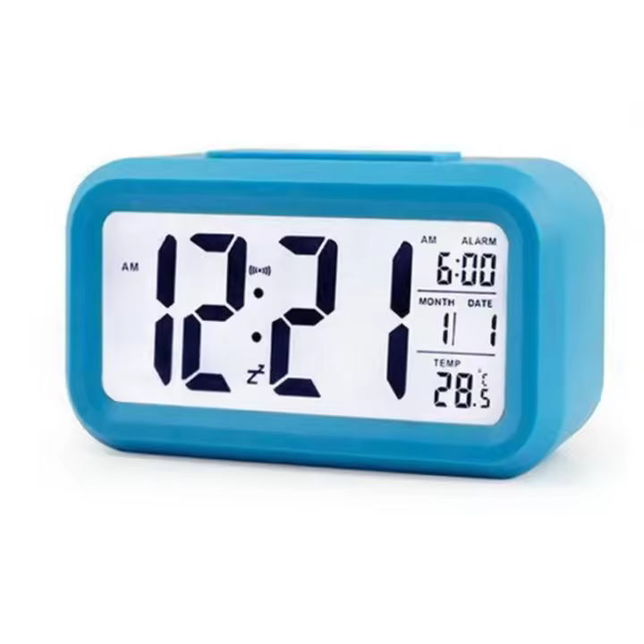 Reloj De Alarma Digital LCD Con Calendario Y Termómetro Reloj De Escritorio De Plástico Para La Casa Sin Dispositivo Inteligente - 1