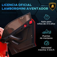 HOMCOM Coche Eléctrico Lamborghini para Niños Coche de Batería 12V Velocidad Max.5 km/h Puerta de Tijera con Control Remoto MP3 Luces y Cinturón de Seguridad - details 3