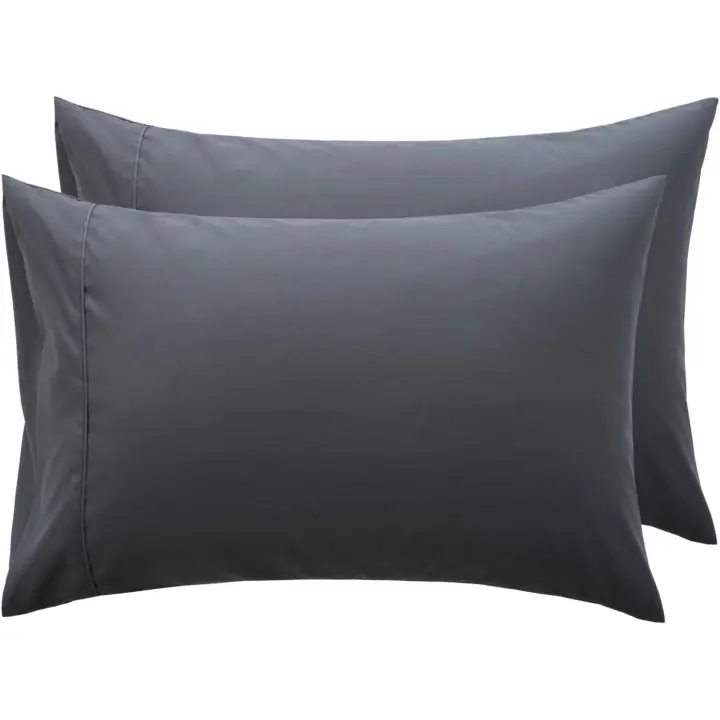 Fundas de almohada, paquete de 2, gris oscuro, funda de almohada de microfibra de poliéster cepillada con cierre tipo sobre, 50 x 75 cm - 1