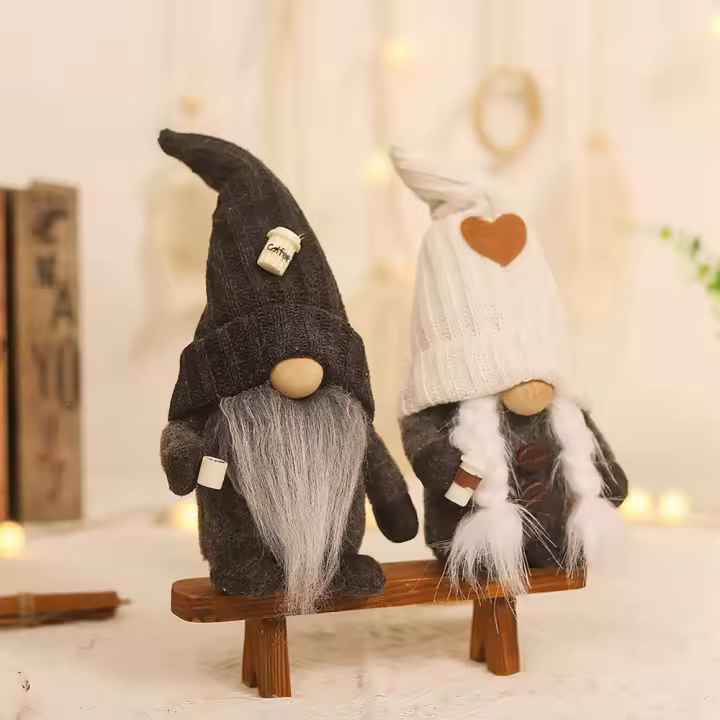 Muñeco De Navidad Sin Cara 34x10x5cm Decoración De Barra De Café En Peluche Adorno De Escritorio Para Hogar Y Año Nuevo - 1