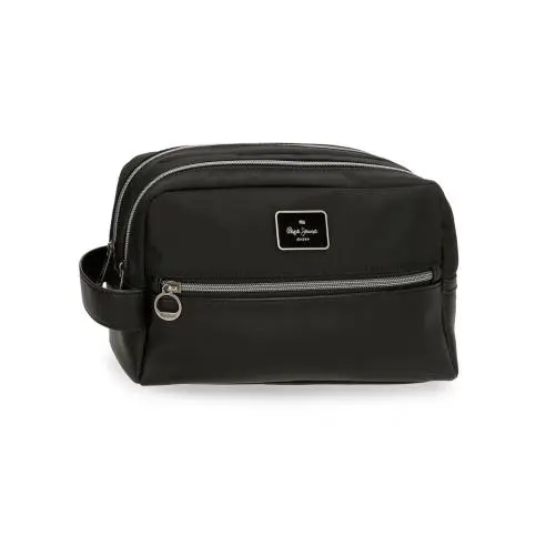 Pepe Jeans Neceser Doble Compartimento - Colección Christine - Bolsillo Frontal - Ref 7094443 Negro - Medidas 26x16x12cm - Adaptable a la Maleta - Nueva Colección Primavera/Verano 25 - - 1