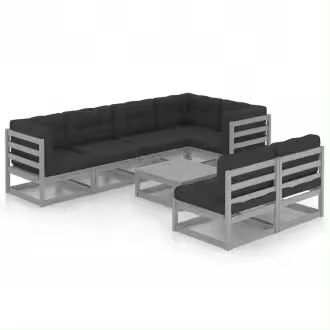 VIDAXL 3076661 conjunto mobiliario de jardín fabricado con una estructura de madera color antracita vida xl - 1