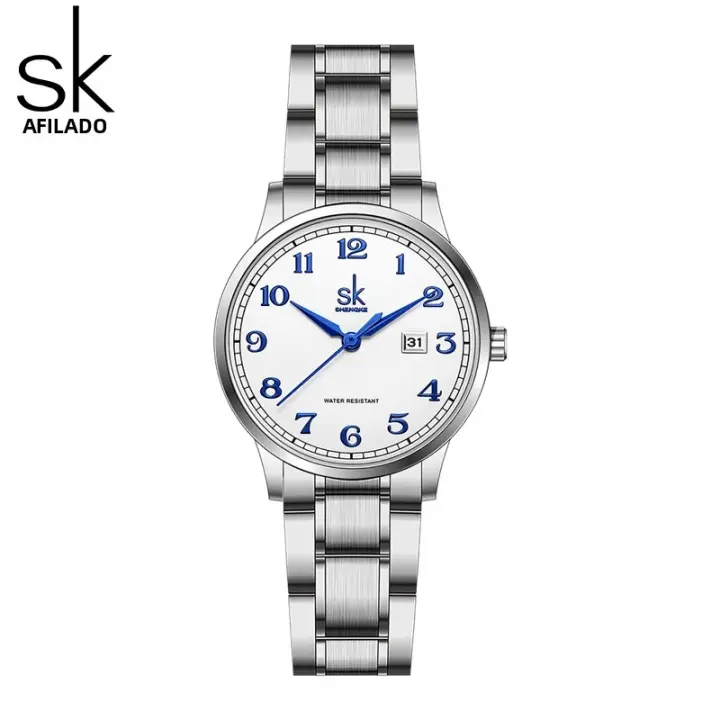 Reloj De Mujer Shengke Moda Diamante Dial Verde Diseño Original Reloj De Cuarzo Resistente Al Choque Con Fechas Completas Y Resistente Al Agua - 1