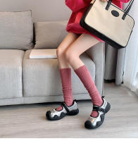 Medias Largas De Mujer En Color Sólido Estilo Preppy Japonesa Moda Dulce Medias De Algodón Y Poliéster Con Elástico Para Otoño E Invierno - details 2