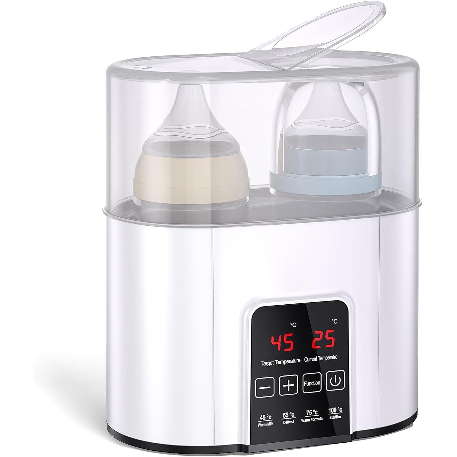 Esterilizador de Biberones 4 en 1 Calentador de Biberones Eléctrico Pantalla LED Táctil Inteligente para Limpiar Secar Biberones de Vapor Multifunction Protección Contra sobrecaliento