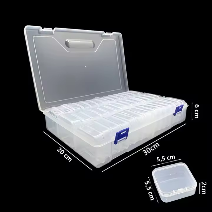 Caja De Almacenamiento Cuadrada 42PCS Para Perlas Y Diamantes Pintura Organizador De Medicamentos Con Accesorios Caja De Clasificación - 1