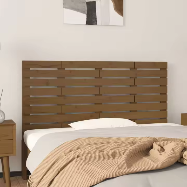 vidaXL Cabecero cama pared madera maciza pino marrón miel 156x3x63 cm - 1