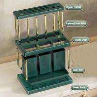Soporte Ajustable De Acero Inoxidable Para Secado De Platos Y Cuchillos Con Desagüe Sobre El Fregadero Organizador De Almacenamiento Para Cocina - details 2