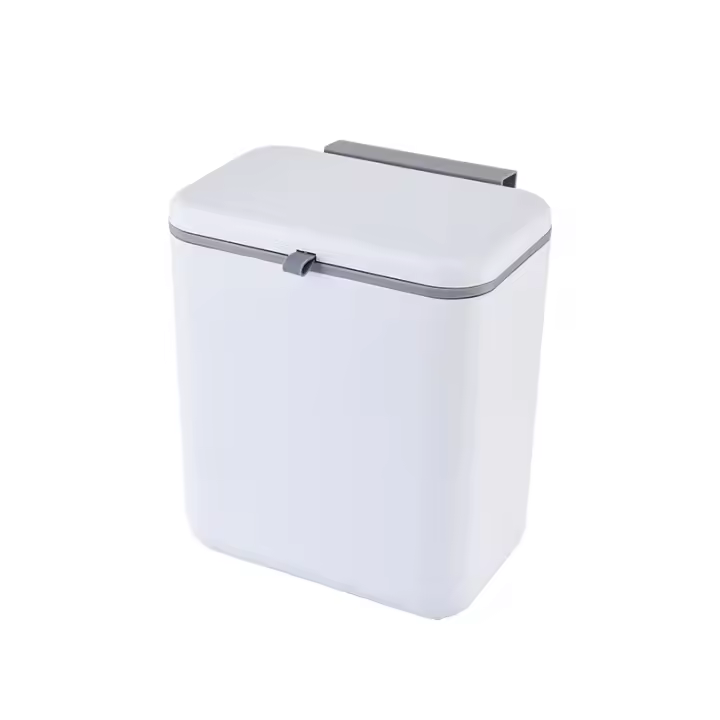 Bandeja De Cocina Colgante Gran Capacidad 9L/7L Soporte En La Pared Cubierta Reciclaje Papelera De Baño Material PP Rectangular - 1