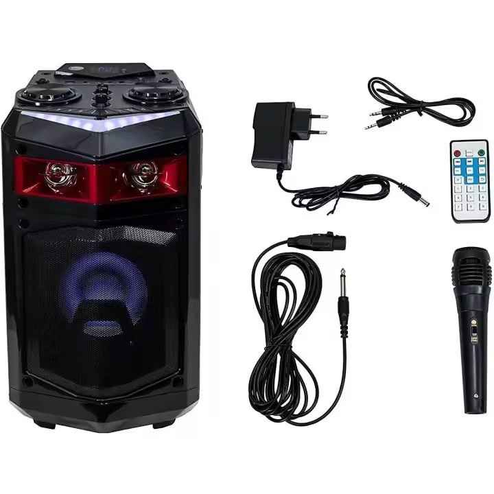 ALTAVOZ BLUETOOTH PORTATIL TROLLEY POTENCIA REAL 60W USB KARAOKE LUCES LED DJ RECARGABLE CON MICROFONO PARA EXTERIORES - 1