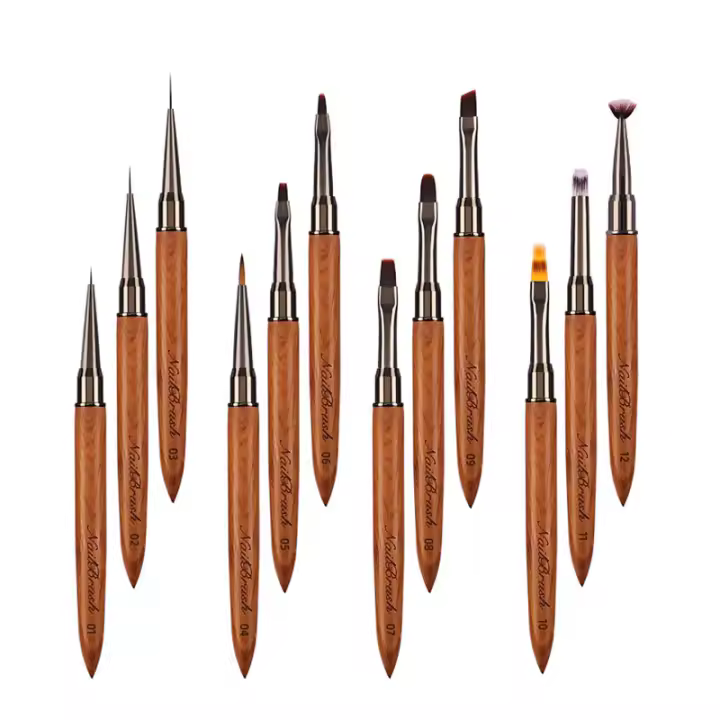 Pincel De Manicura Con Mango De Madera Antideslizante Para Dibujar Líneas Francesas Y Pintura De Flores Herramienta DIY Para Detalles Finales Reutilizable - 1