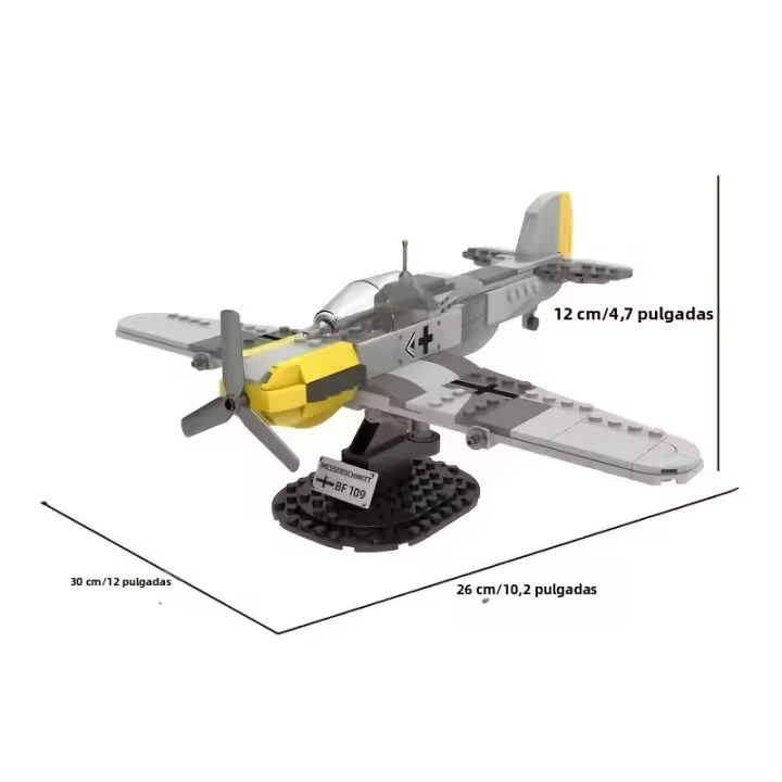 Bloques De Construcción Técnica Para Niños Modelo De Avión De Combate Aleman BF-109 De La Segunda Guerra Mundial Con Soldados Y Armas Juguete Educativo Para Edad Superior a 6 Años - 1