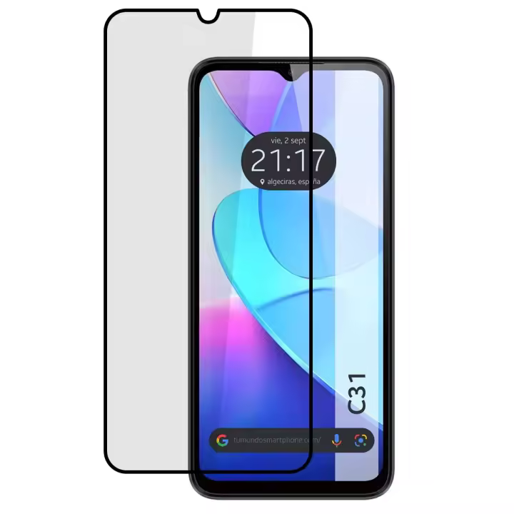 Protector Cristal Templado Completo 5D Full Glue Negro para Oukitel C31 Vidrio - 1