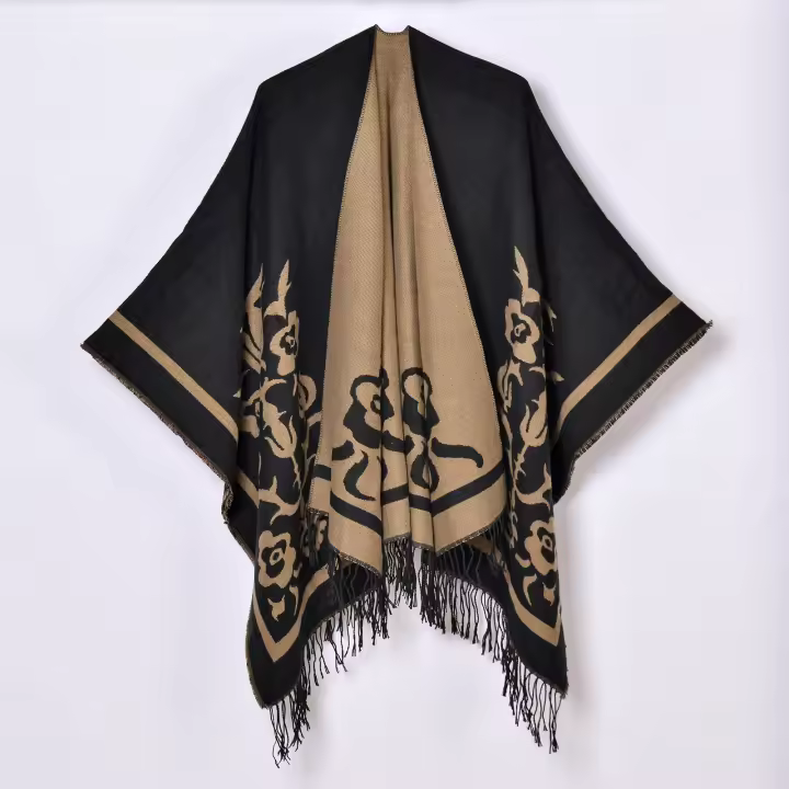 Nuevo chal original para mujer con foto de viaje, cárdigan cálido informal de moda para otoño e invierno con capa resistente al frío - 1