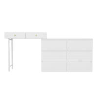 (Sin Silla ni Espejo), incl. Aparador Extraible, Práctico Armario 180*40*85cm, 3 NIVeles, 6 CAJones, Toque, Blanco - details 2