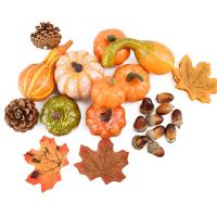 50Pcs Decoraciones De Halloween Con Calabazas Artificiales Hojas De Arce Conos De Pino Y Almendras Para El Hogar Adornos De Agradecimiento Mini Calabaza Falsa - details 6