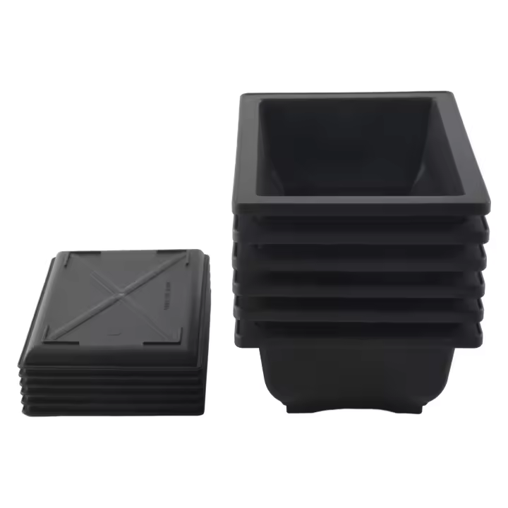 6-Piece Bonsai Pots-Classic Deep Wet Tray with Built-in Mesh-for Plants, Flowers, Herbs, Plastic Square Pots - 1