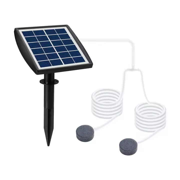 Bomba De Oxígeno Solar Plug-in 6V 2W Con Tubo De 2.5m Y 2 Piedras De Burbujas Para Acuario Aerator De Agua Pulverulenta - 1