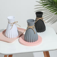 Vaso De Flores Antiglase Moderno Y Simplicidad En Rattan-like De Plástico Para Decoración Del Hogar En Colores Blanco Negro Rosa Gris - details 5