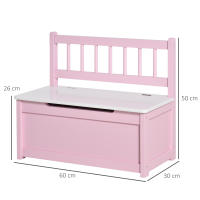 HOMCOM Baúl de Juguetes Banco Almacenamiento Infantil de Madera de Pino con Tapa Amortiguadora y Respaldo Alto para Niños de +2 Años Salas de Juego Habitación 60x30x50 cm - details 2