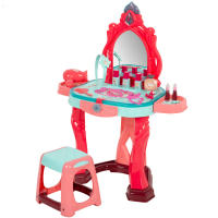 COLORBABY - Tocador de maquillaje para niñas 57x24x75 cm con taburete 22 cm, luz y sonido, secador de juguete, diadema, pintalabios, perfume, esmaltes, collar, pulseras, peine, anillos, tocadores infantiles, juguetes niña 3 años - details 0