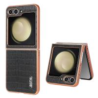 Funda De Teléfono De Cuero Con Patrón De Cocodrilo Lujo Para Samsung Galaxy Z Flip 6 5 4 3 Flip6 5G Shockproof Electroplat Frame Cubierta Suave - details 8