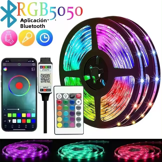 Tiras LED RGB Con Control Remoto APP Y 24 Teclas Para Decoración De Fiestas Y Habitaciones TV Cambio De Color Y Modos Para Sala De TV Y Decoración De Festivales - 1