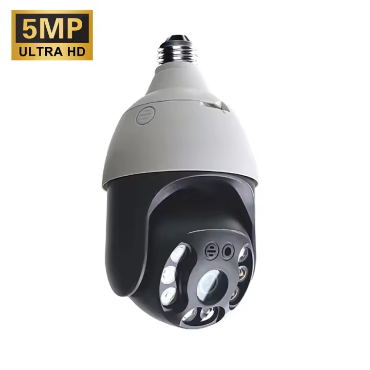 Cámara De Vigilancia IP Tuya 5MP Bombilla Luz Exterior Wifi PTZ Con Visión Nocturna Y Detección De Movimiento Humano Seguridad Doméstica - 1