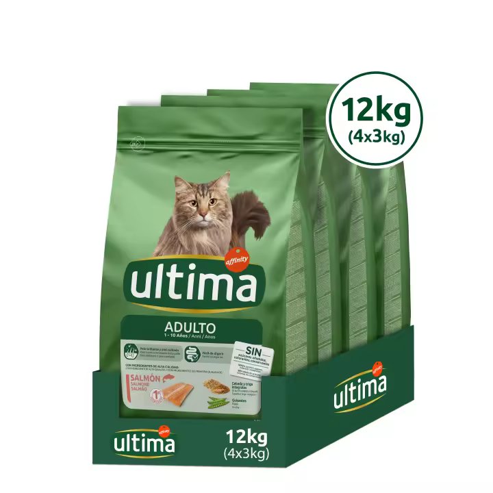 Ultima Adult Salmón, Comida Seca para Gatos. 4 paquetes de 4kg (12 kg en total). - 1