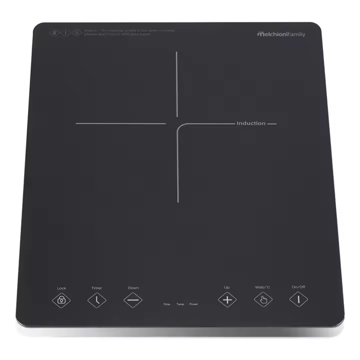 Placa de Inducción Portátil MELCHIONI FAMILY OBLIVION  Pantalla Táctil, Control de Temperatura 80-240°C, Temporizador 3H y Bloqueo Infantil - 1