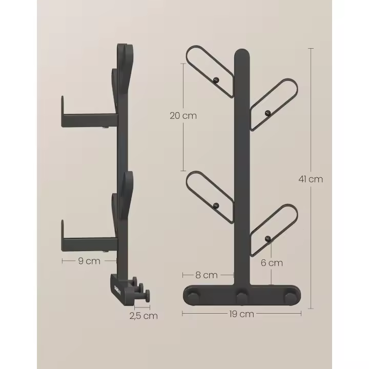 SONGMICS HOME Perchero de Pared, Colgador de Pared en Forma de Rama, con 7 Ganchos, Bloques Esféricos, para Ropa, Sombreros, Bolsos, Negro Tinta/Blanco Perla - 1
