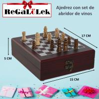 Set accesorios vino, caja ajedrez, abridor, tapón, vertedor, anillo antiderrames, granate, Regalolek - details 0